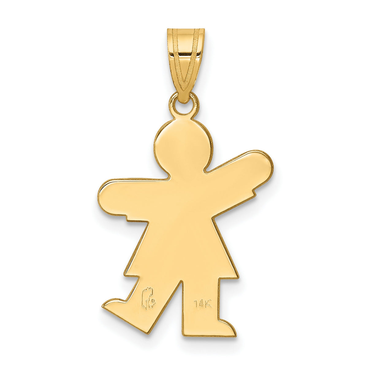 14k Yellow Gold Girl Pendant Charm with Flat Silhouette Design, Minimal and Symbolic Family Jewelry