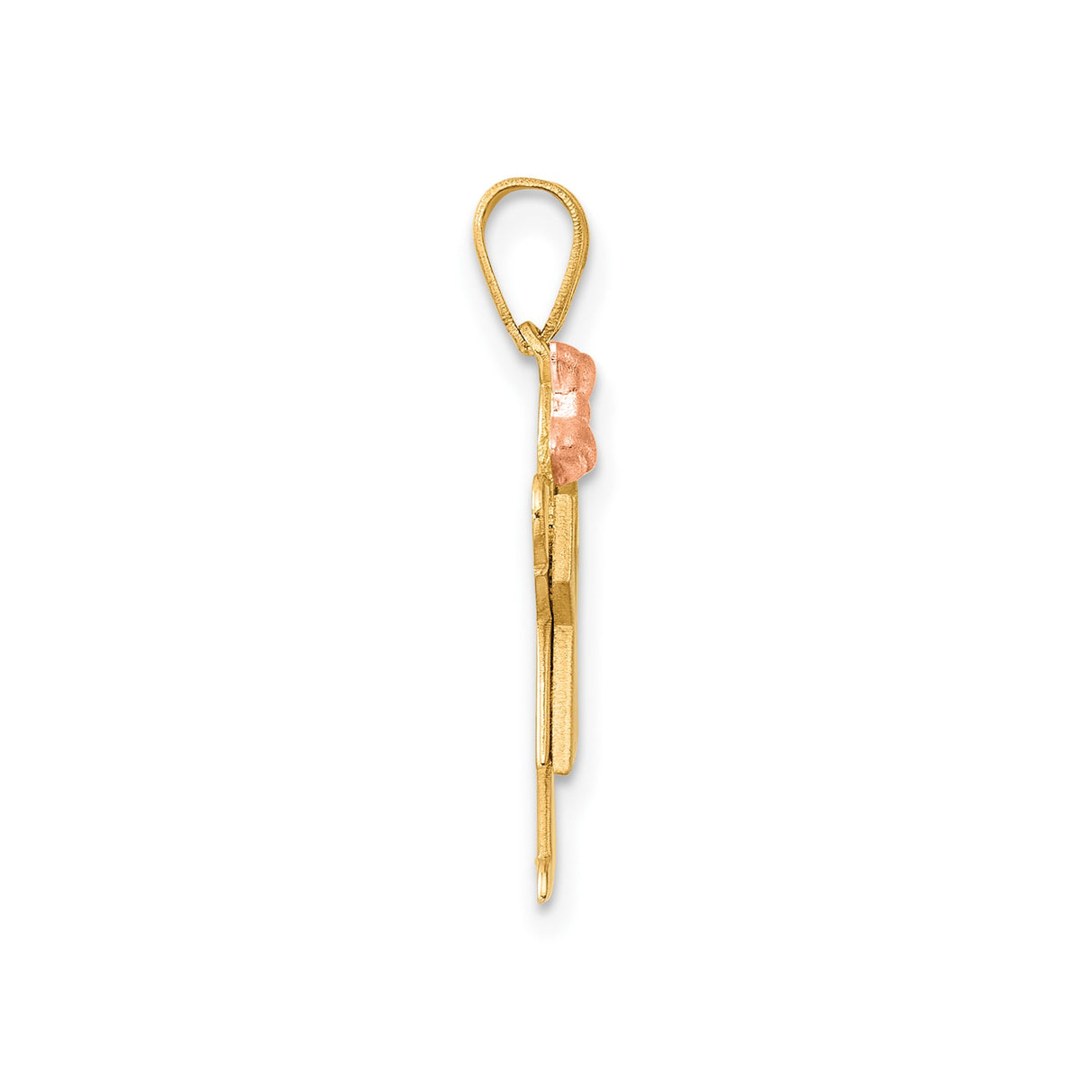 14k Two-Tone Gold Girl Silhouette Pendant with Rose Gold Bow, Family Keepsake Charm