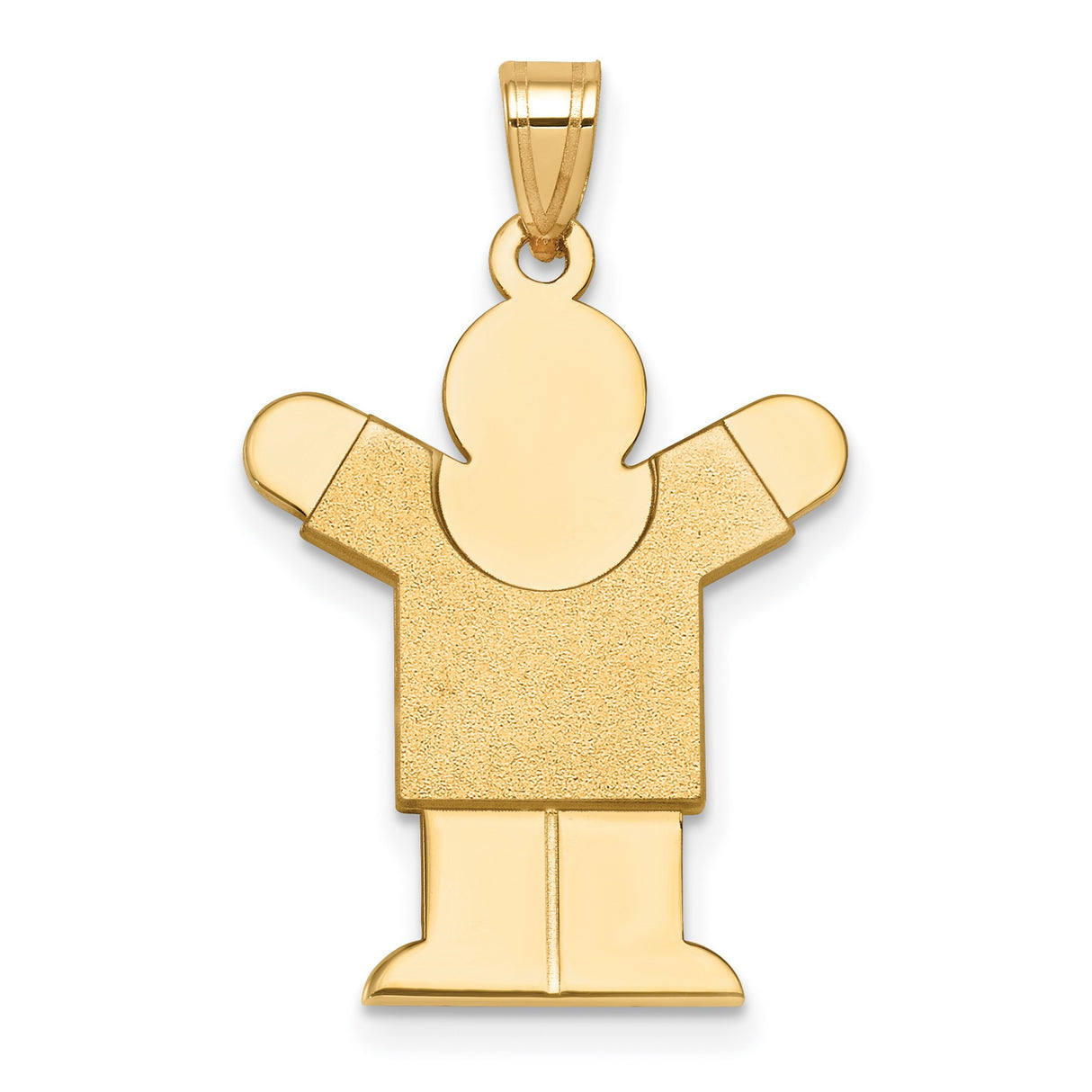 14k Yellow Gold Silhouette Pendant with Raised Arms, Satin Finish Minimalist Charm for Women