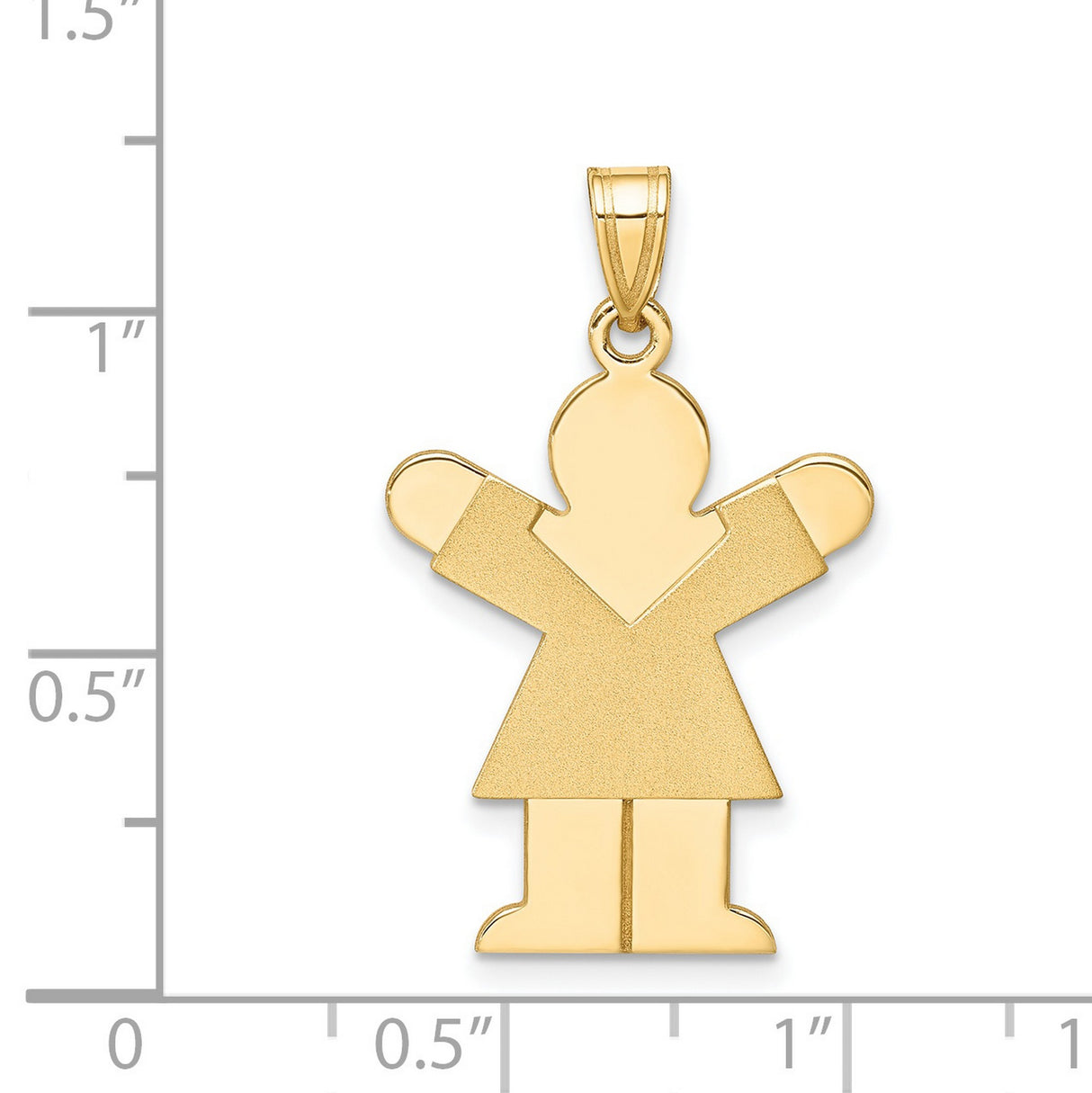 14k Yellow Gold Pendant with Stylized Girl Silhouette, Minimalist Family Keepsake Charm