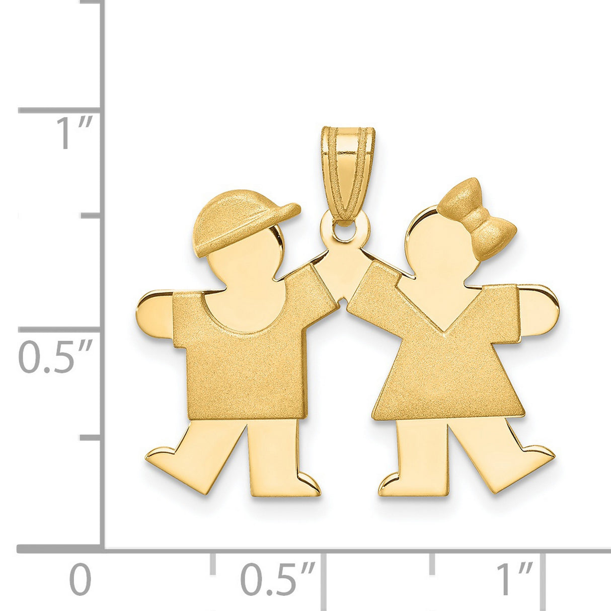 Solid Boy Facing Right and Girl Facing Left Engravable Charm Pendant in Real 14k Yellow Gold