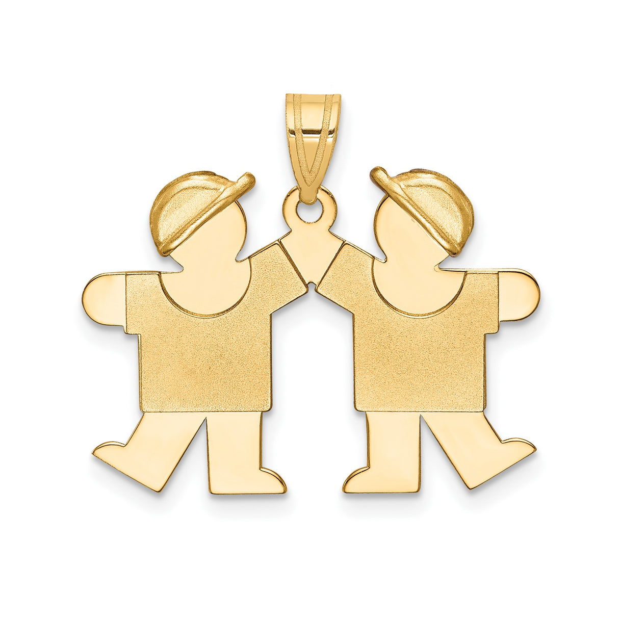 14k Yellow Gold Pendant with Stylized High Five Design, Family Unity and Friendship Theme