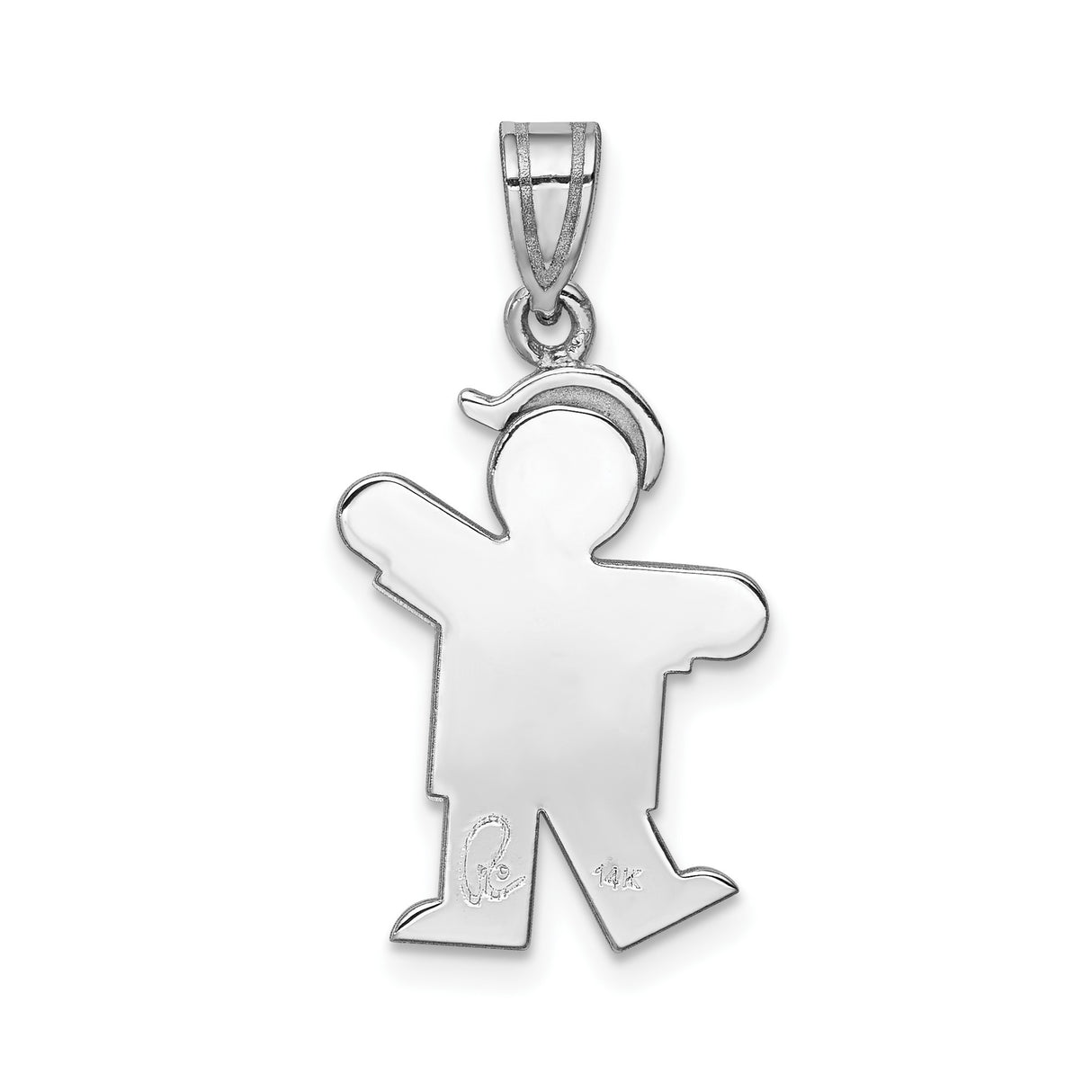 14k White Gold Boy Shaped Pendant Charm, Minimalist Son Design, Symbolic Family Jewelry for Mothers