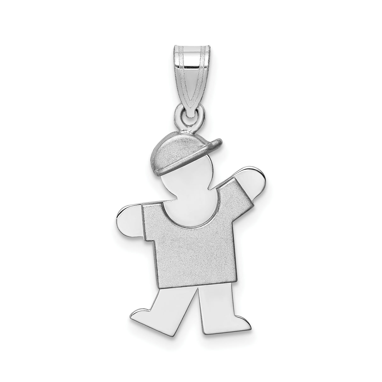 14k White Gold Boy Shaped Pendant Charm, Minimalist Son Design, Symbolic Family Jewelry for Mothers