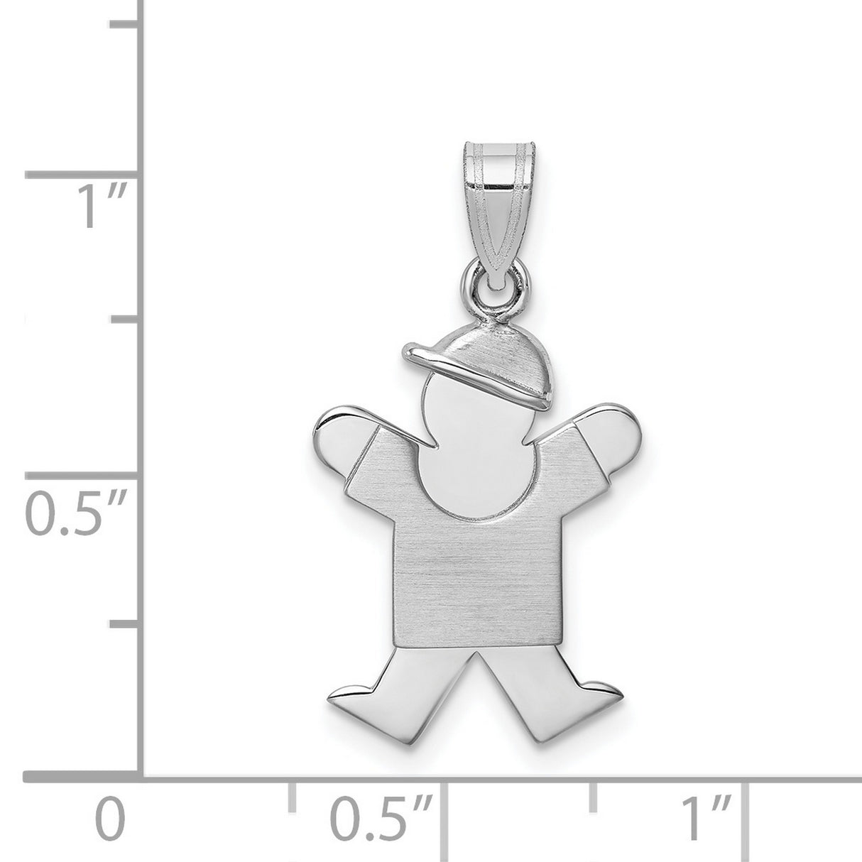 14k White Gold Boy Charm Pendant with Hat, Stylized Figure, Modern Motherhood Symbol