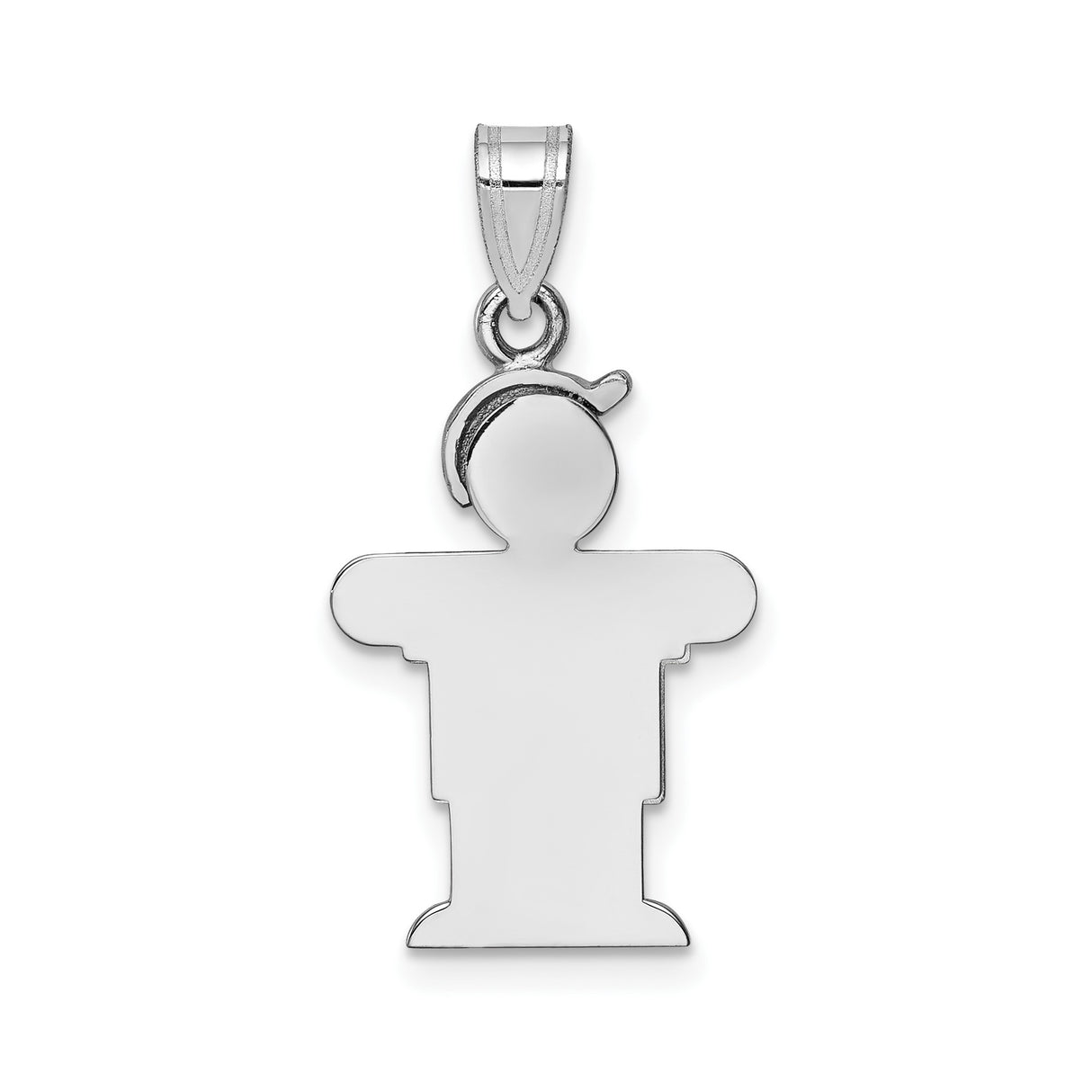 14k White Gold Boy Shaped Pendant Charm with Cap, Symbolic Jewelry for Moms or Bracelets