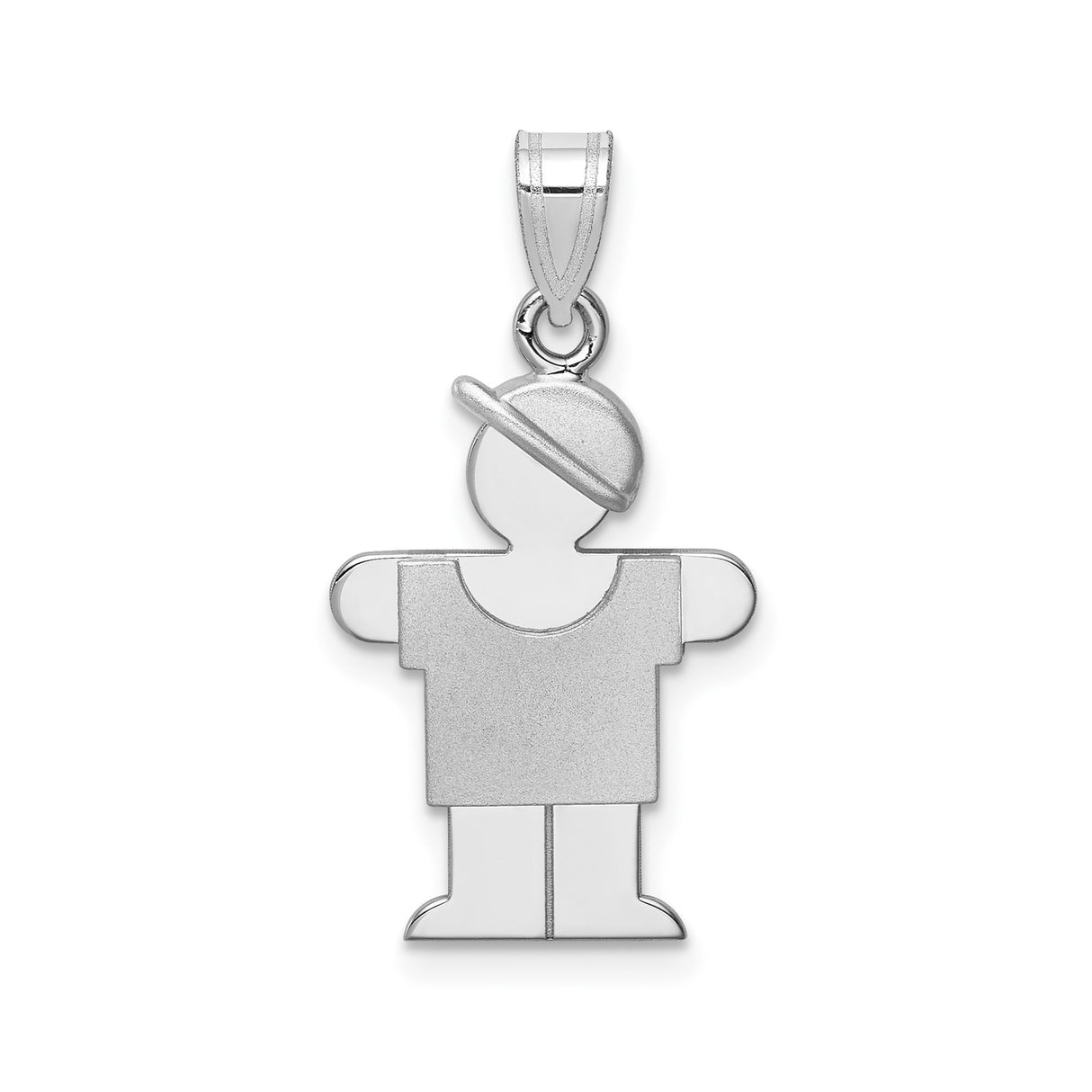 14k White Gold Boy Shaped Pendant Charm with Cap, Symbolic Jewelry for Moms or Bracelets