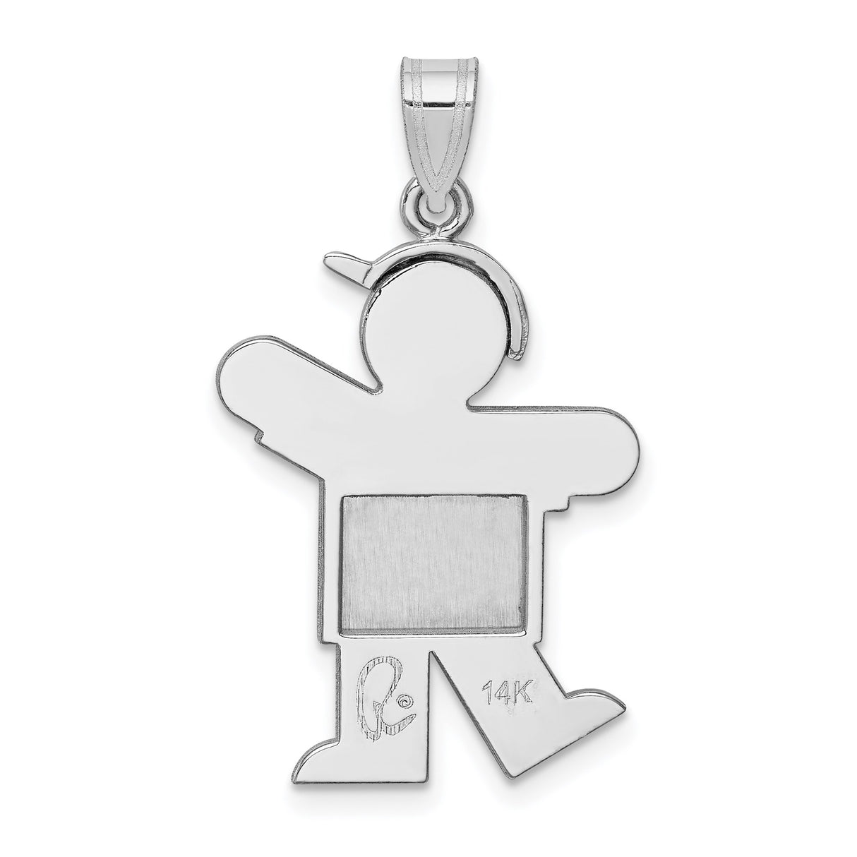 14k White Gold Boy Charm Pendant with Cap, Minimalist Family Jewelry for Moms