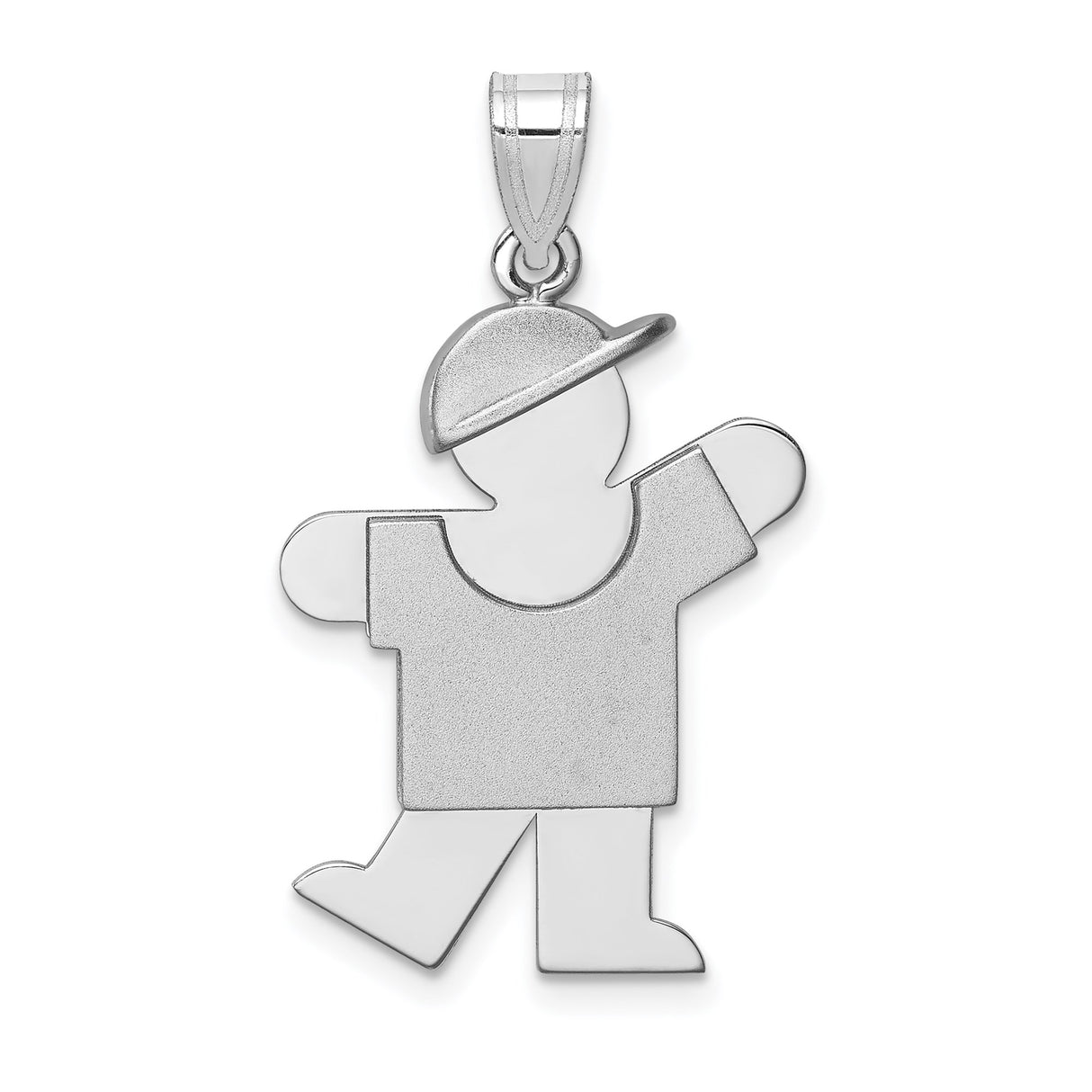 14k White Gold Boy Charm Pendant with Cap, Minimalist Family Jewelry for Moms