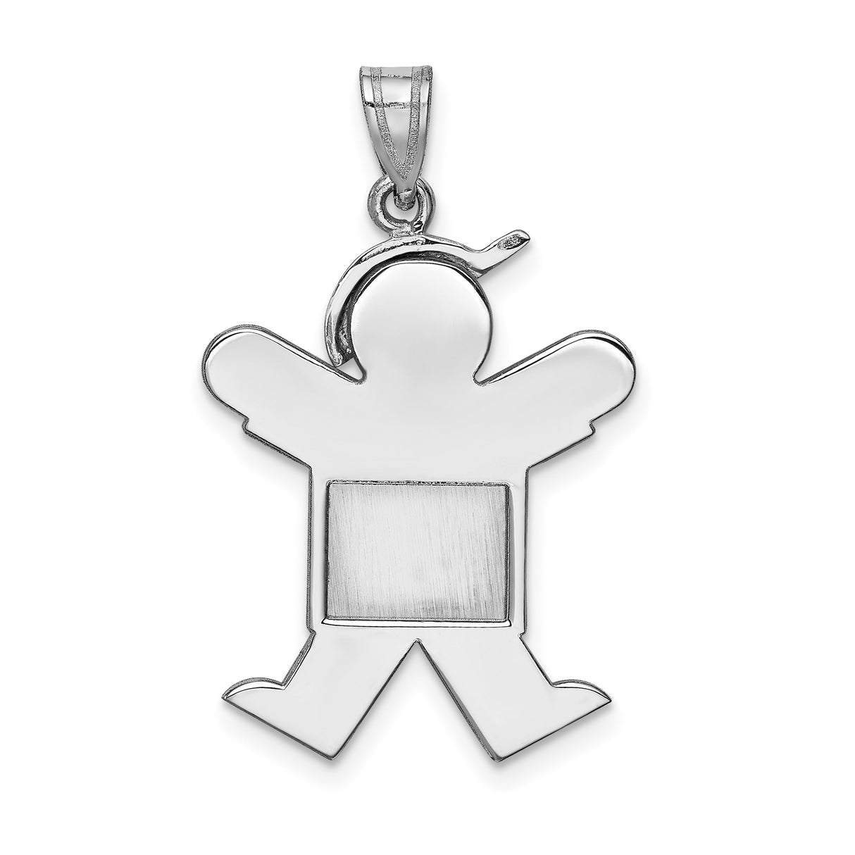 14k White Gold Boy Pendant with Stylized Cap, Engravable Minimalist Charm for Mothers