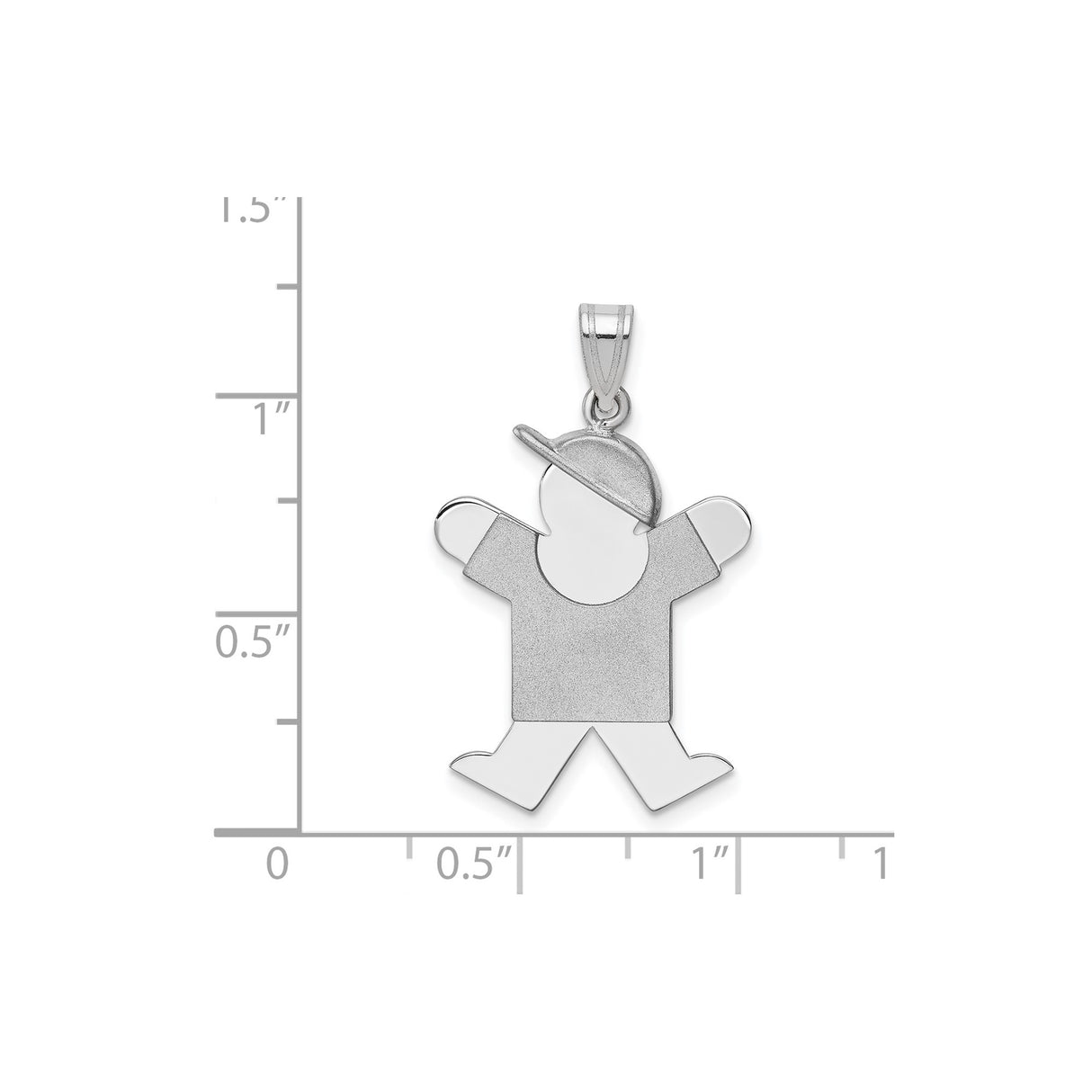 14k White Gold Boy Pendant with Stylized Cap, Engravable Minimalist Charm for Mothers