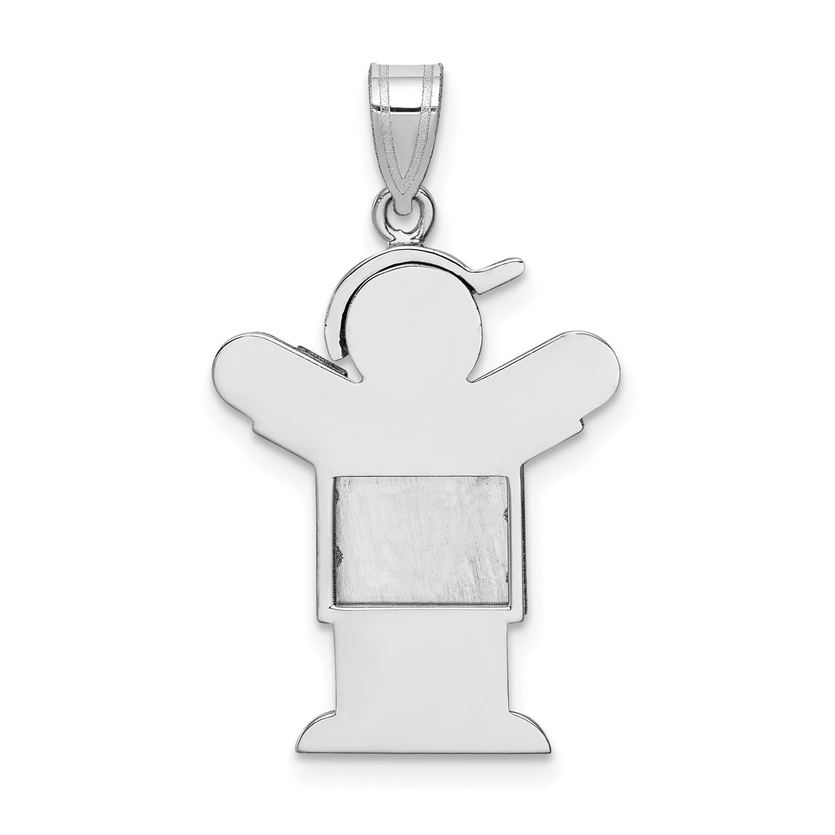 14k White Gold Boy Charm Pendant with Cap, Minimalist Family Jewelry for Women or Moms