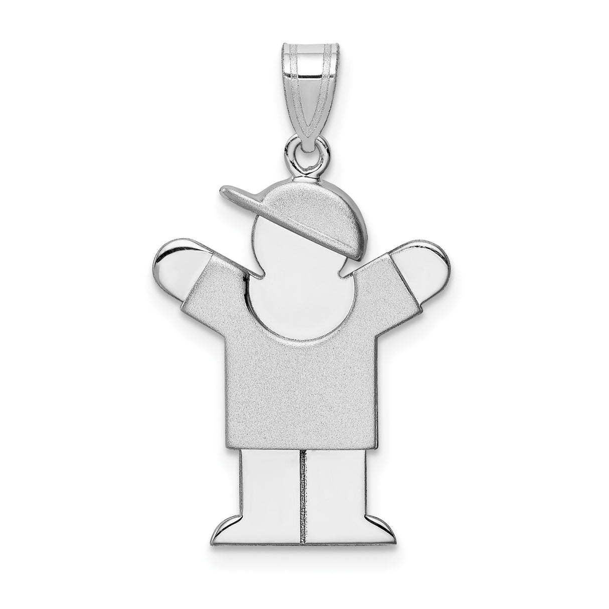 14k White Gold Boy Charm Pendant with Cap, Minimalist Family Jewelry for Women or Moms
