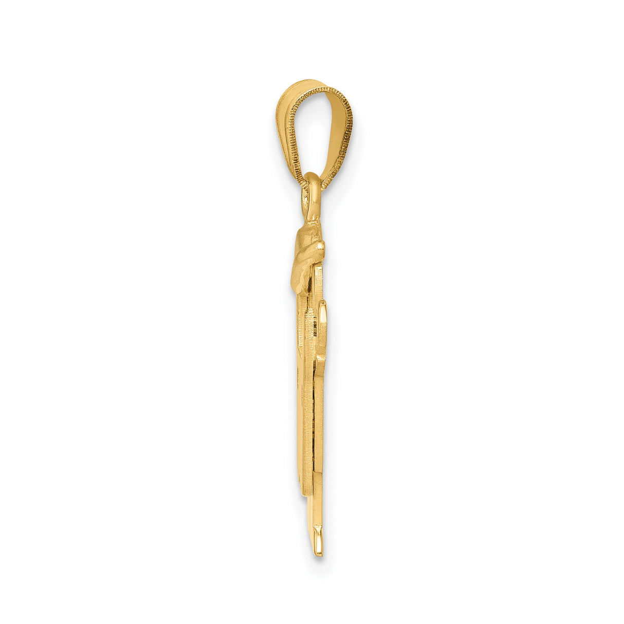 14k Yellow Gold Boy Charm Pendant with Overalls and Baseball Cap, Arms Raised Design