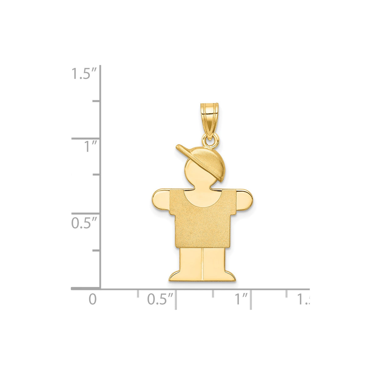 14k Yellow Gold Boy Pendant with Baseball Cap, Stylized Son Charm for Necklace or Bracelet