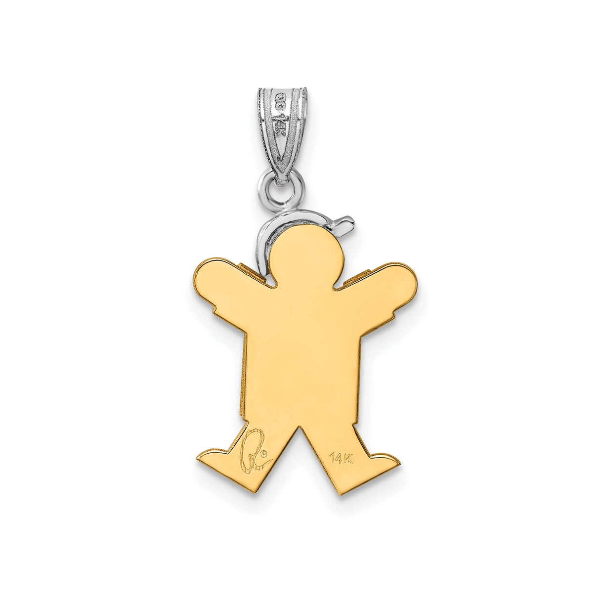 14k Two-Tone Gold Boy Charm Pendant with Textured Shirt and White Gold Cap
