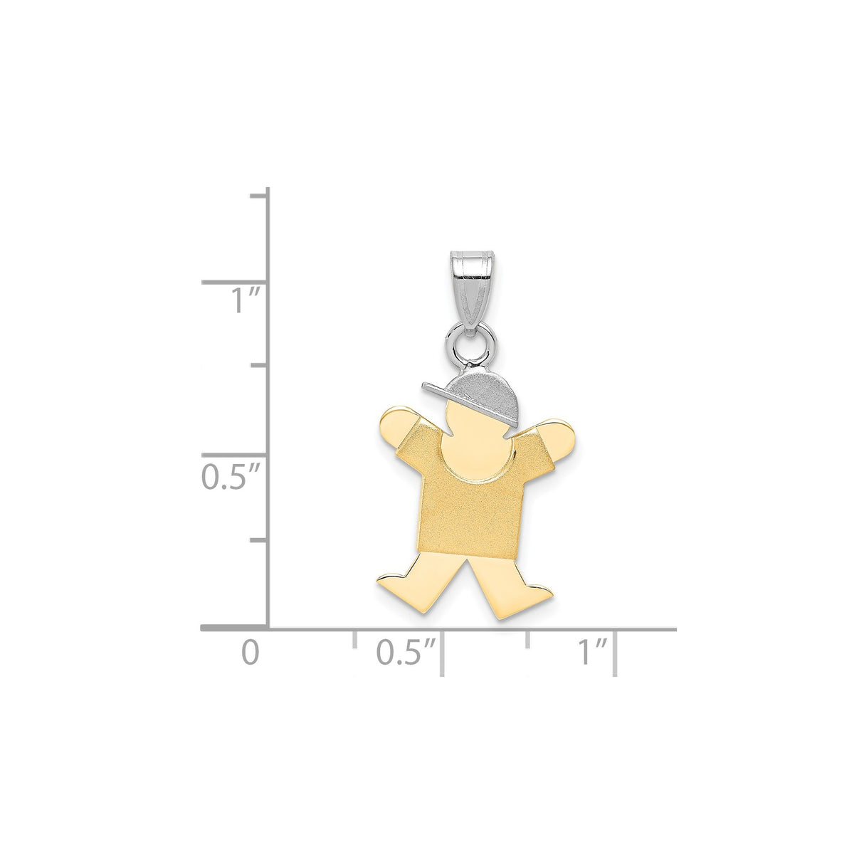 14k Two-Tone Gold Boy Charm Pendant with Textured Shirt and White Gold Cap