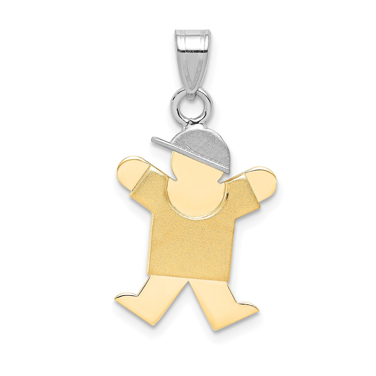 14k Two-Tone Gold Boy Charm Pendant with Textured Shirt and White Gold Cap