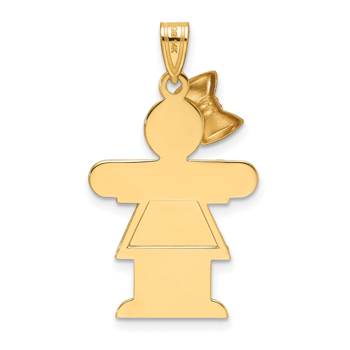 14k Two-Tone Gold Girl Pendant with Rose Gold Bow, Minimalist Family Charm