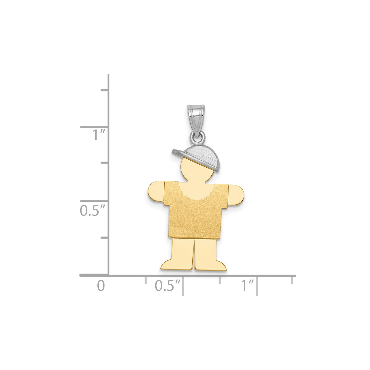 14k Two-Tone Gold Boy Pendant with Baseball Cap, Stylized Figure Charm for Mom or Grandma