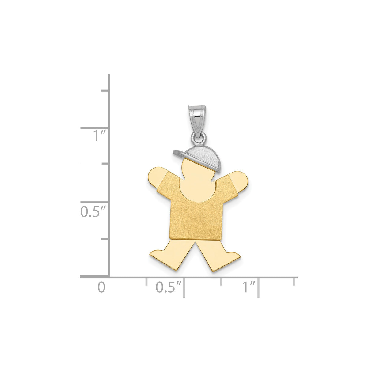 14k Two-Tone Gold Boy Pendant with Cap, Stylized Figurine Charm for Mothers