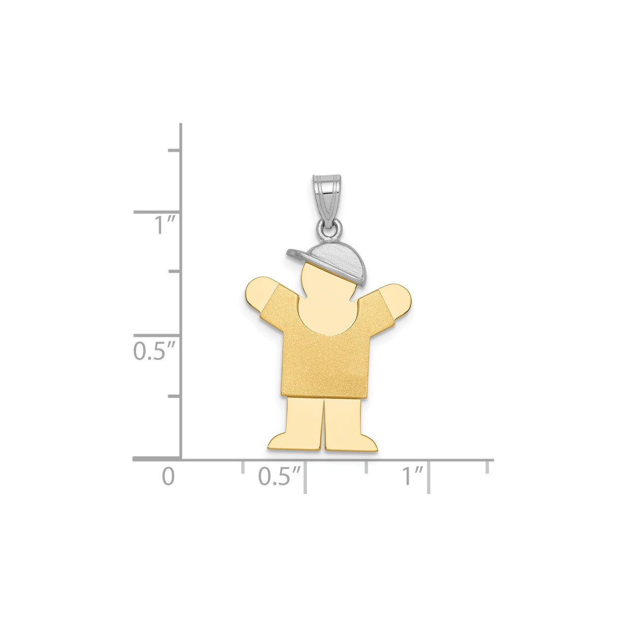 14k Two-Tone Gold Boy Pendant with Cap, Youth Symbol Charm for Mothers