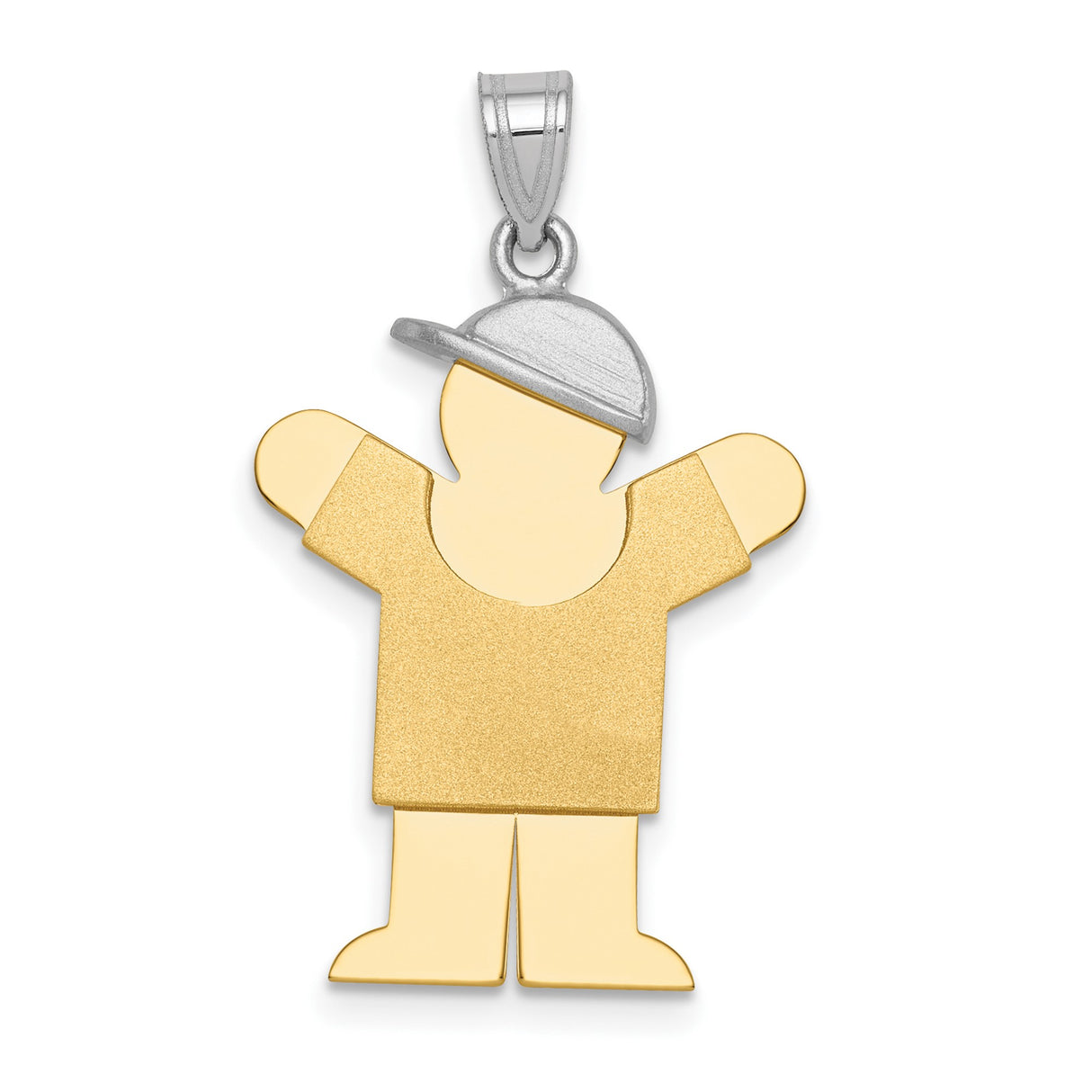 14k Two-Tone Gold Boy Pendant with Cap, Youth Symbol Charm for Mothers