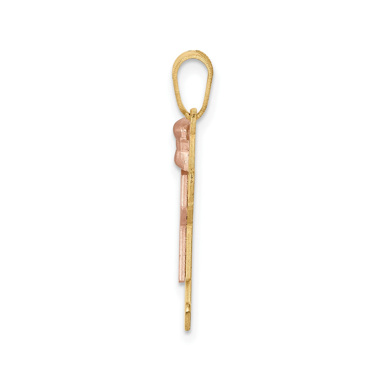14k Two-Tone Gold Girl Pendant with Rose Gold Dress and Bow
