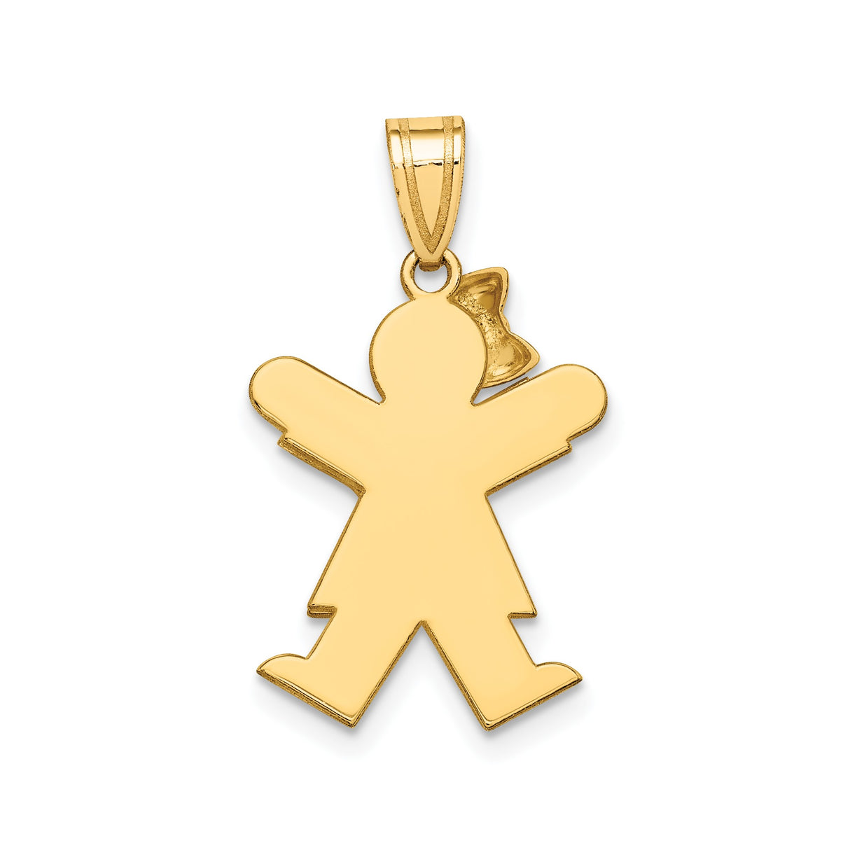 14k Two-Tone Gold Girl Pendant with Rose Gold Dress and Bow