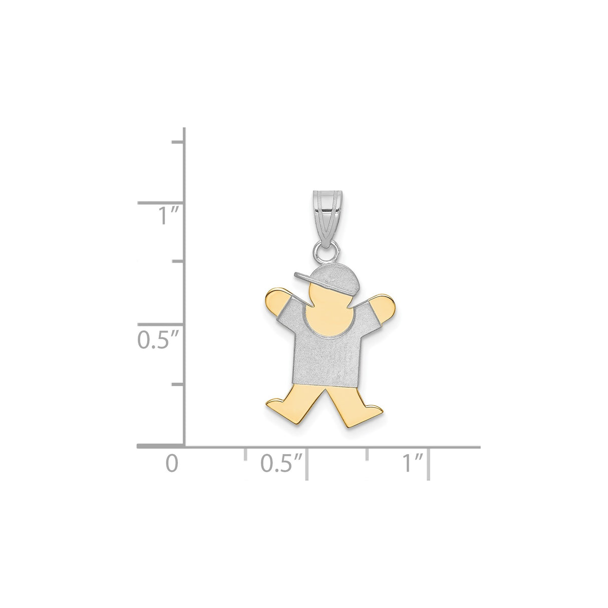 14k Two-Tone Gold Pendant, Walking Boy Figurine Wearing Cap and T-Shirt, Family Keepsake Charm