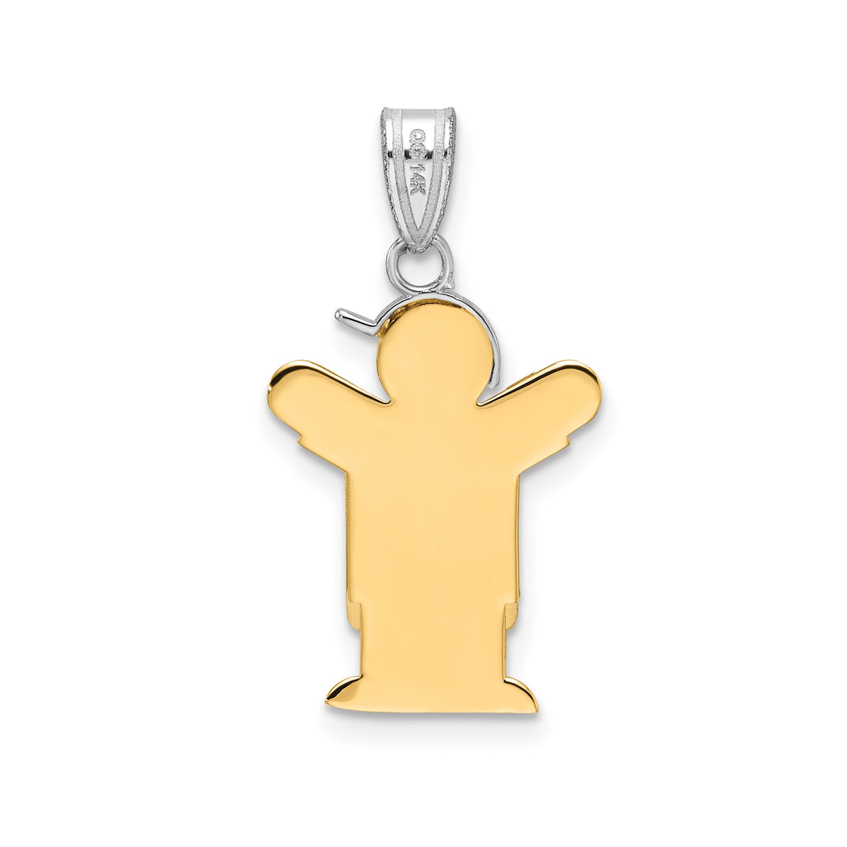 14k Two-Tone Gold Pendant with Boy in Cap and Overalls, Symbolic Motherhood Charm