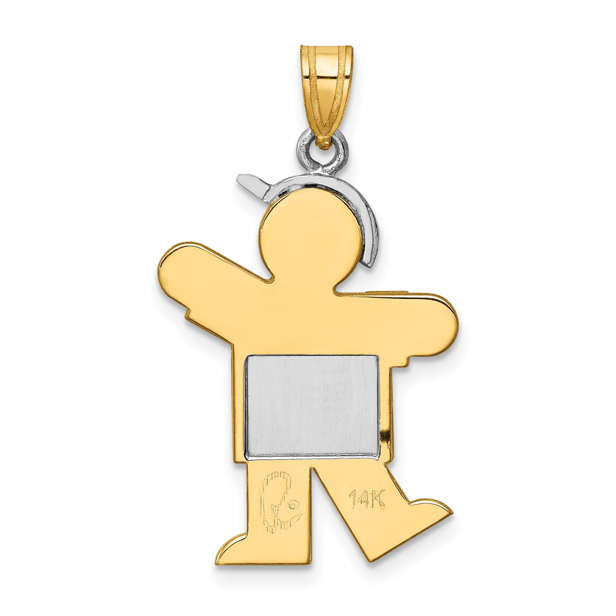 14k Two-Tone Gold Boy Pendant Charm with Cap and T-Shirt, Family Jewelry Keepsake
