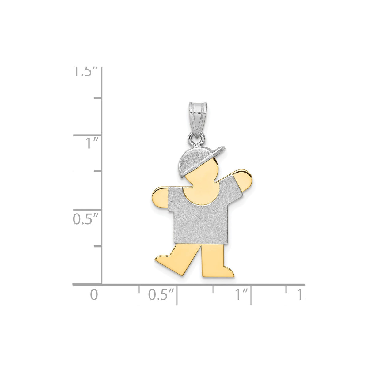 14k Two-Tone Gold Boy Pendant Charm with Cap and T-Shirt, Family Jewelry Keepsake