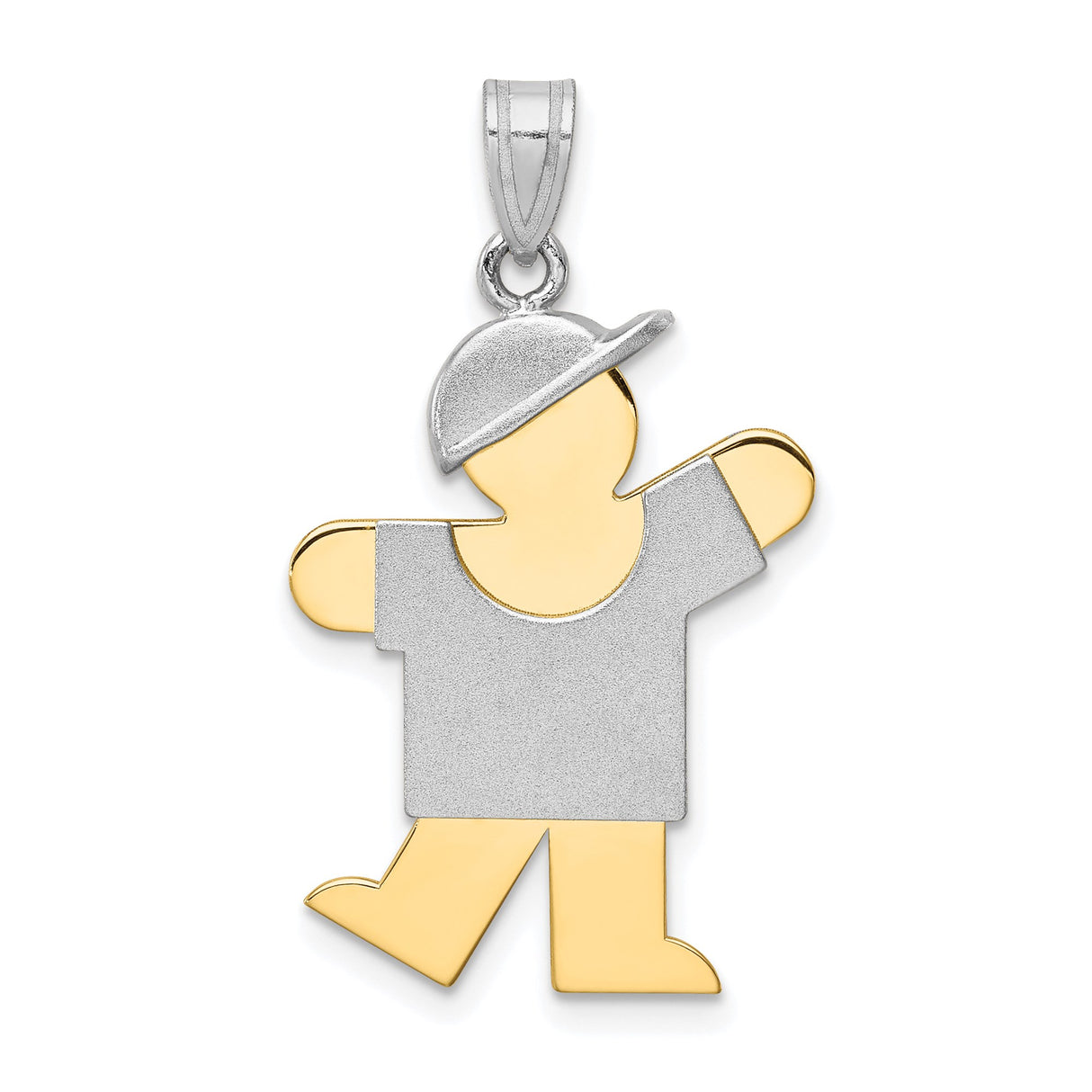 14k Two-Tone Gold Boy Pendant Charm with Cap and T-Shirt, Family Jewelry Keepsake