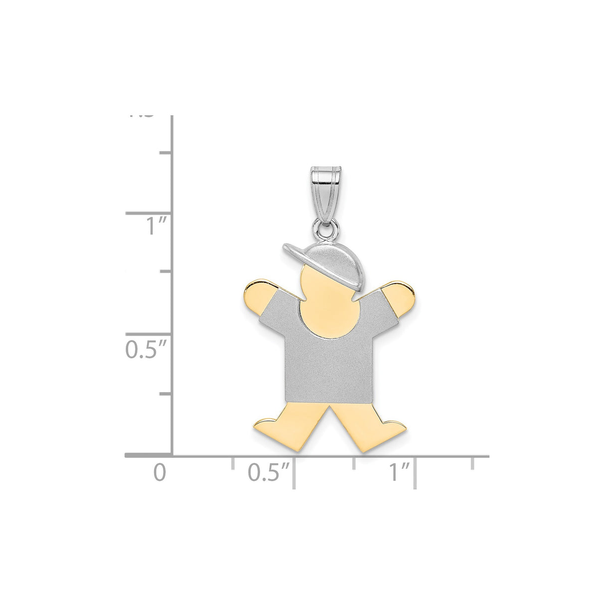 14k Two-Tone Gold Boy Pendant Charm with Cap and T-Shirt Design