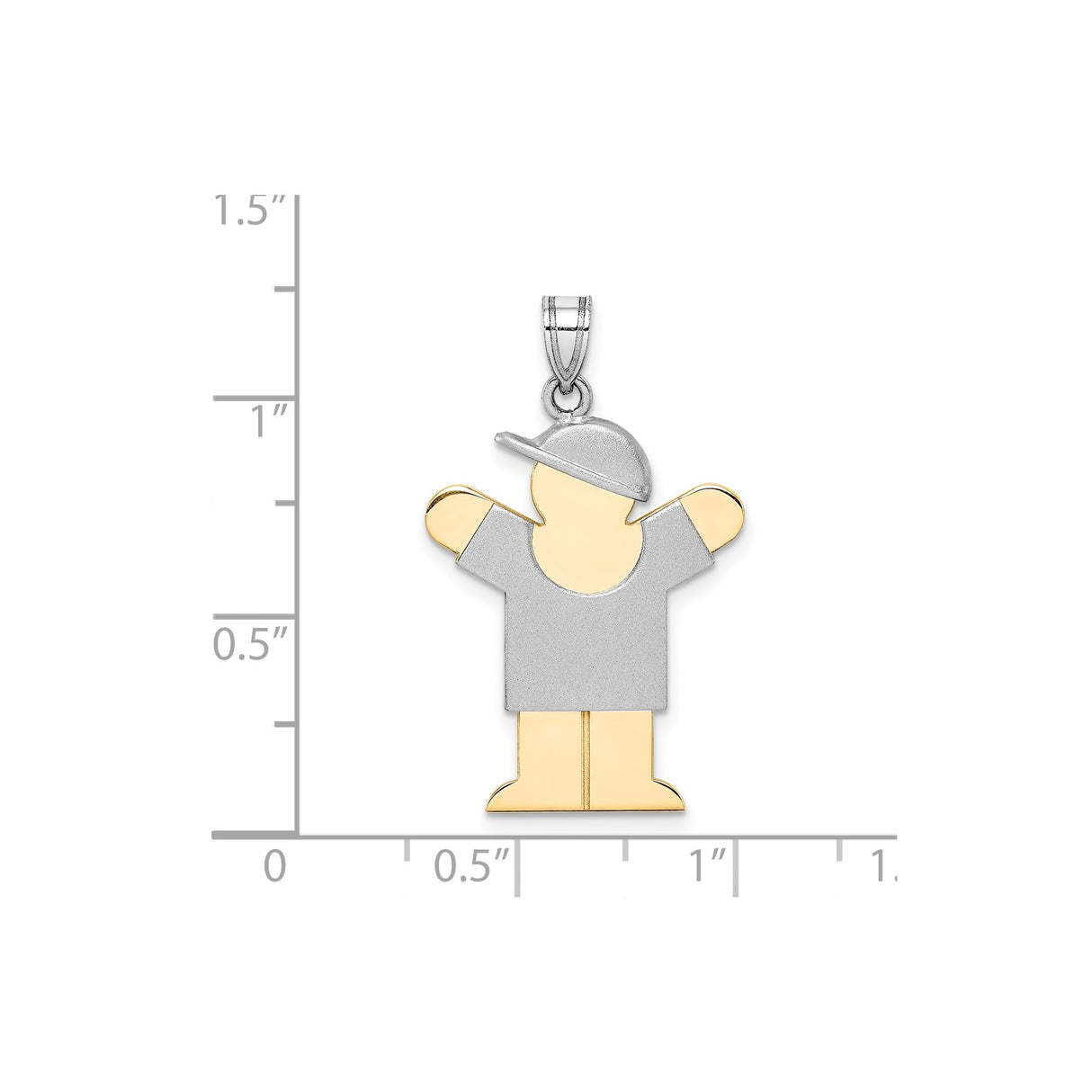 14k Two-Tone Gold Boy Pendant with Cap, Geometric Design, Motherhood and Family Symbol