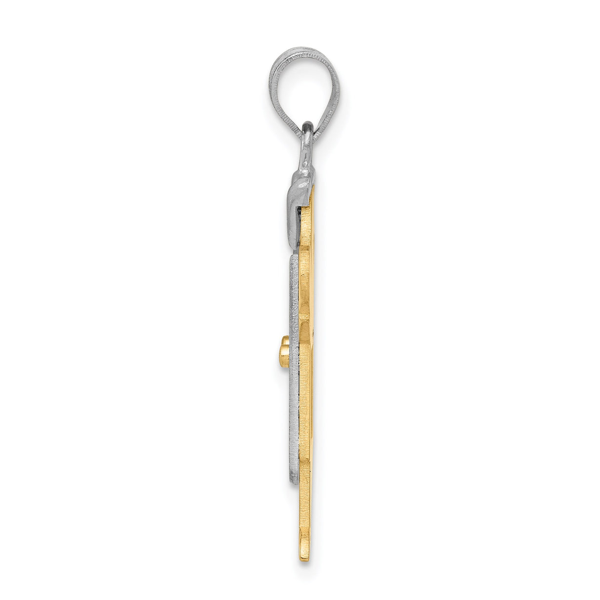 14k Two-Tone Gold Boy Pendant with Cap and Overalls, Brushed and Polished Finish