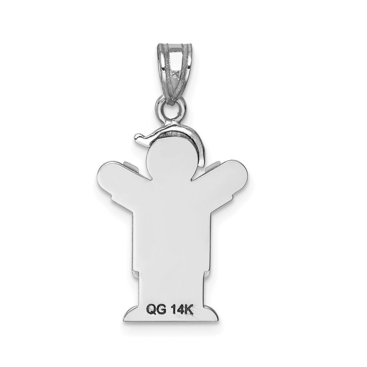 14k White Gold Boy Pendant with Cap and Overalls, Sentimental Son Charm for Mom