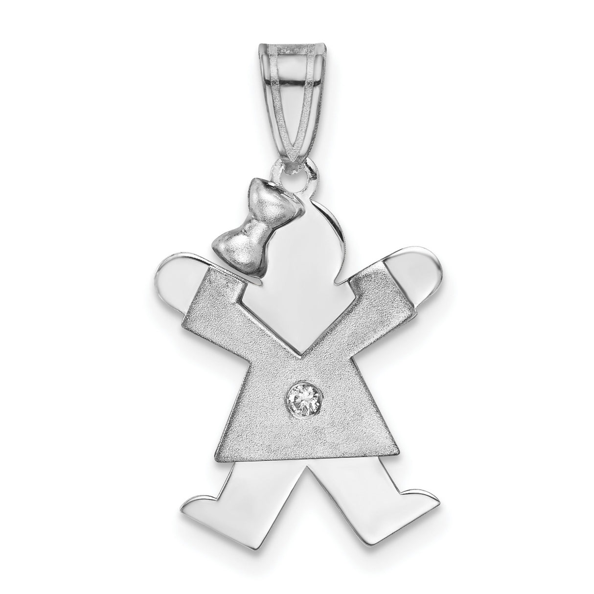 VS Diamond Kid Charm Pendant in Real 14k White Gold