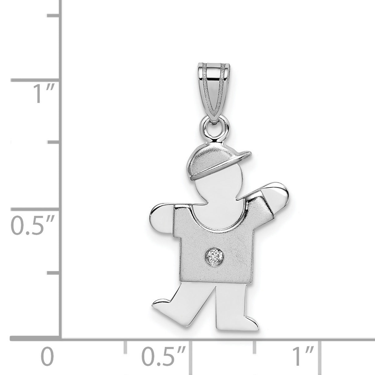 AAA Diamond Kid Charm Pendant in Real 14k White Gold