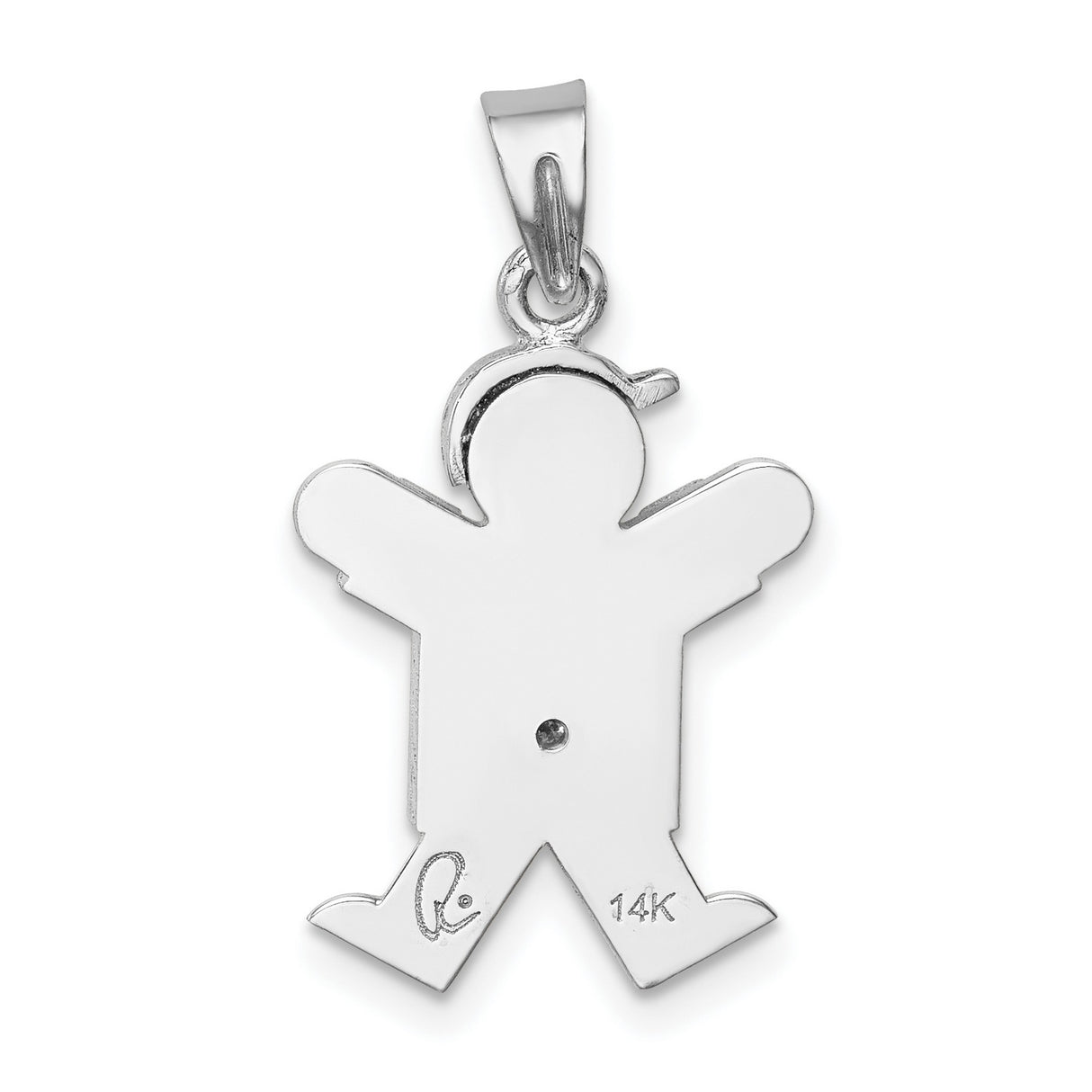 VS Diamond Kid Charm Pendant in Real 14k White Gold
