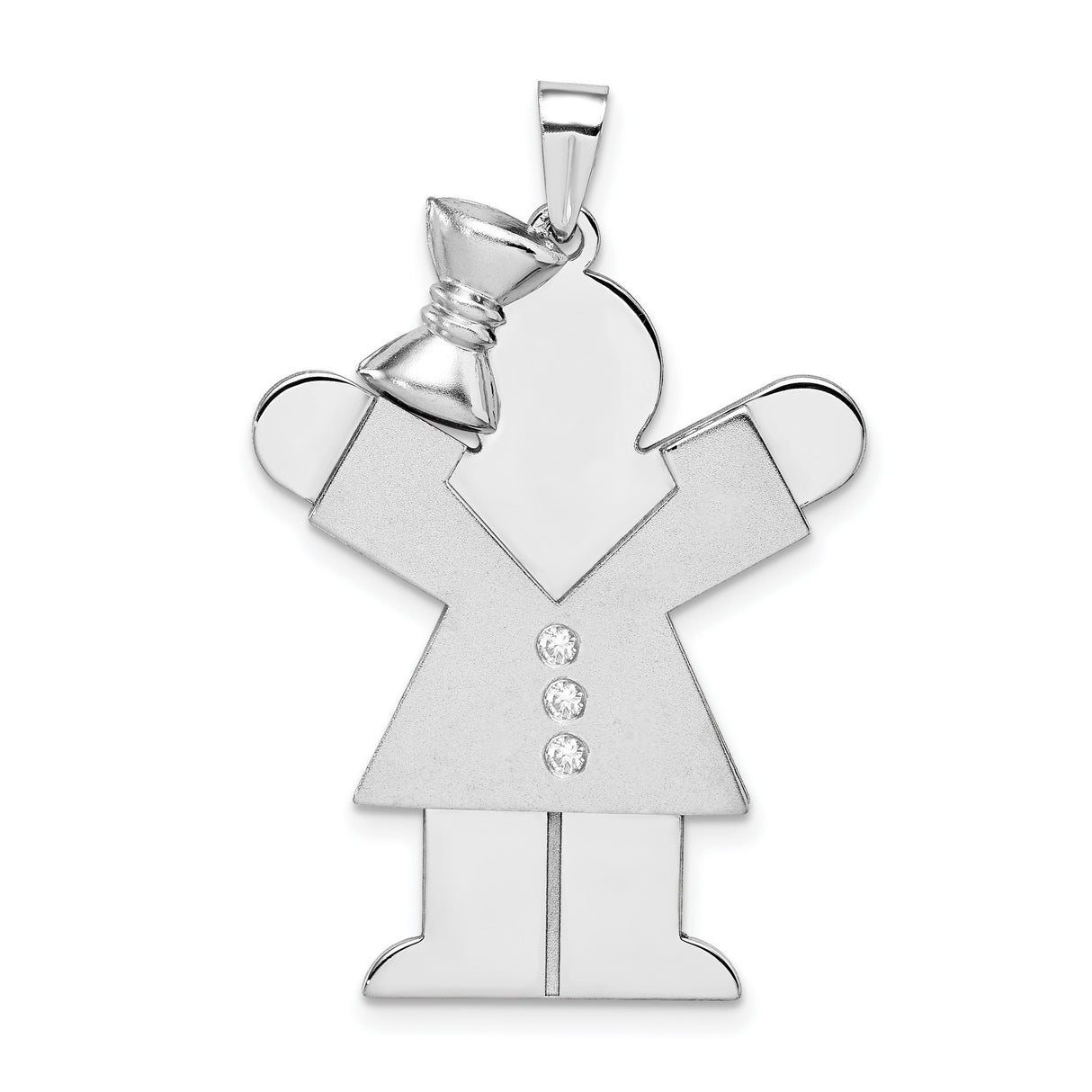 AA Diamond Kid Charm Pendant in Real 14k White Gold