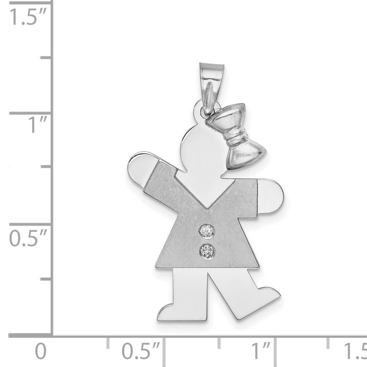 14k White Gold Girl Pendant with Diamond Accents, Sentimental Mother or Family Charm