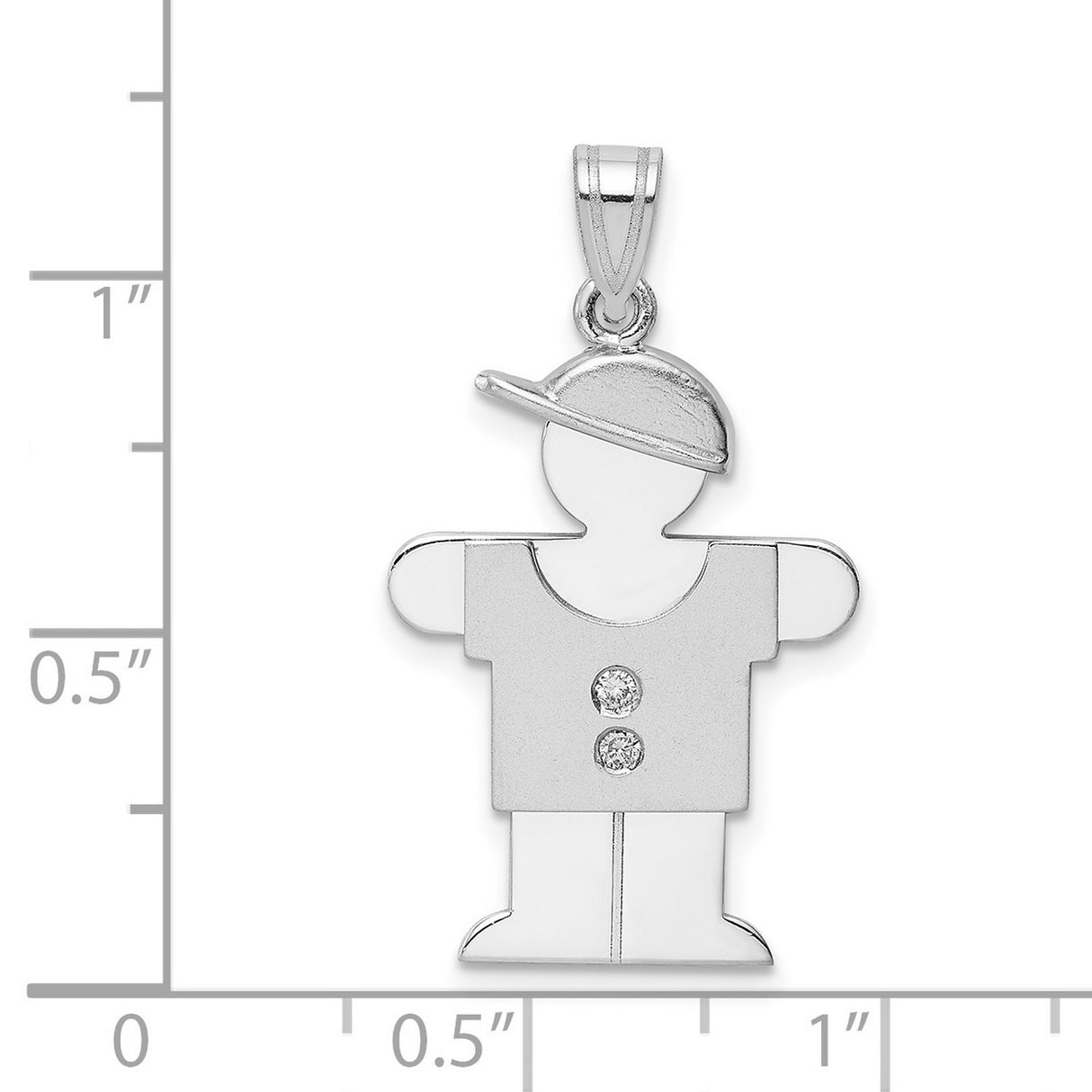 AAA Diamond Kid Charm Pendant in Real 14k White Gold