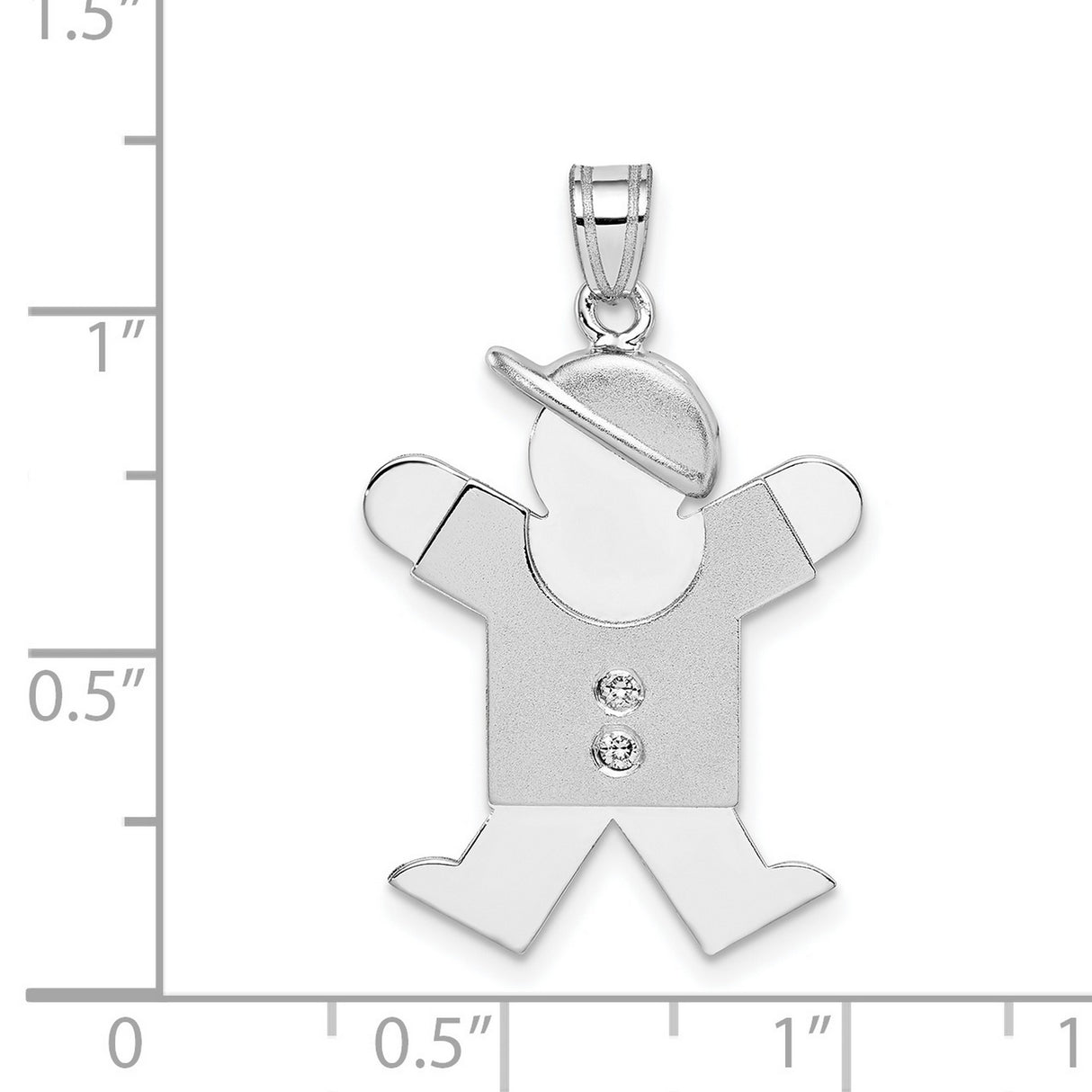 A Diamond Kid Charm Pendant in Real 14k White Gold