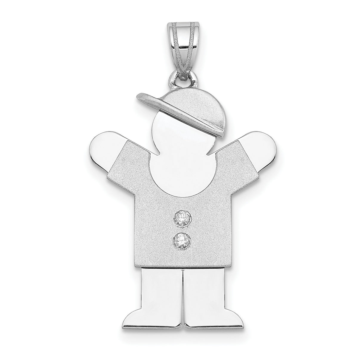AAA Diamond Kid Charm Pendant in Real 14k White Gold