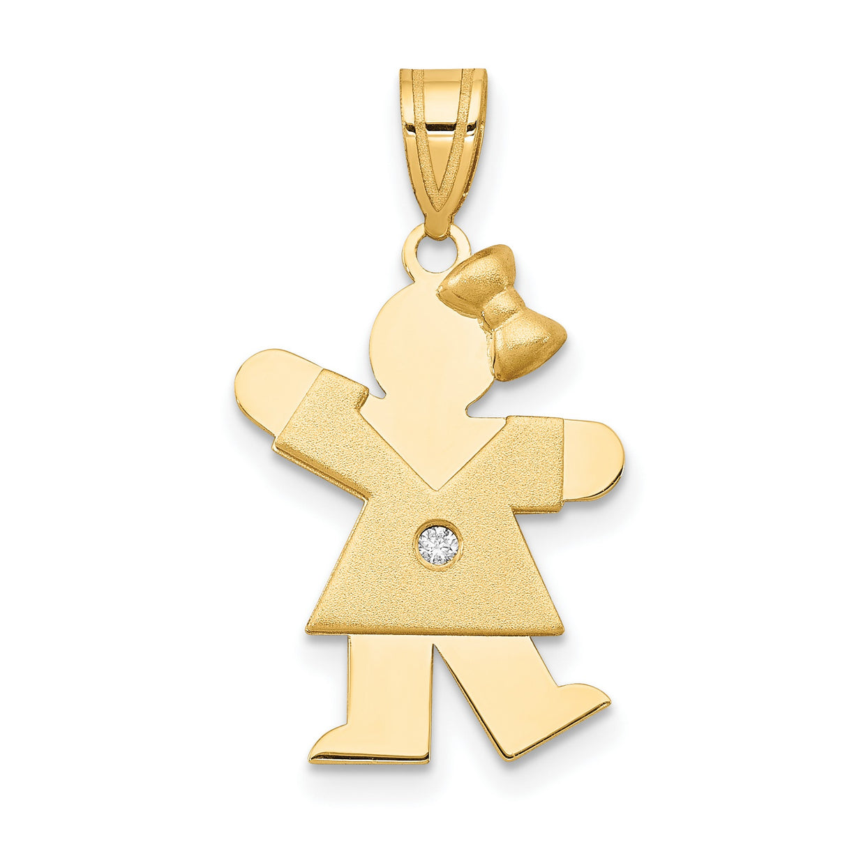 AA Diamond Kid Charm Pendant in Real 14k Yellow Gold