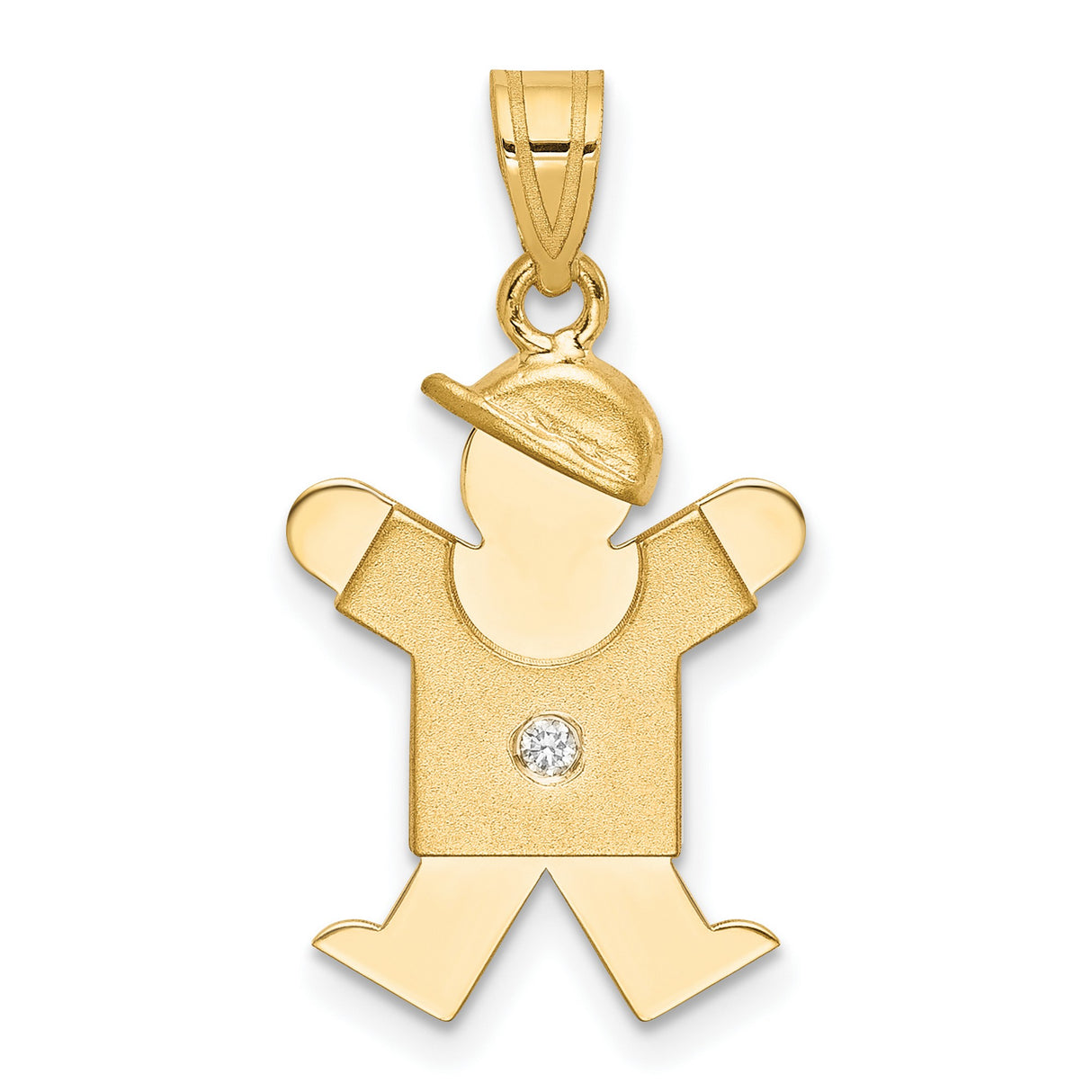 AA Diamond Kid Charm Pendant in Real 14k Yellow Gold