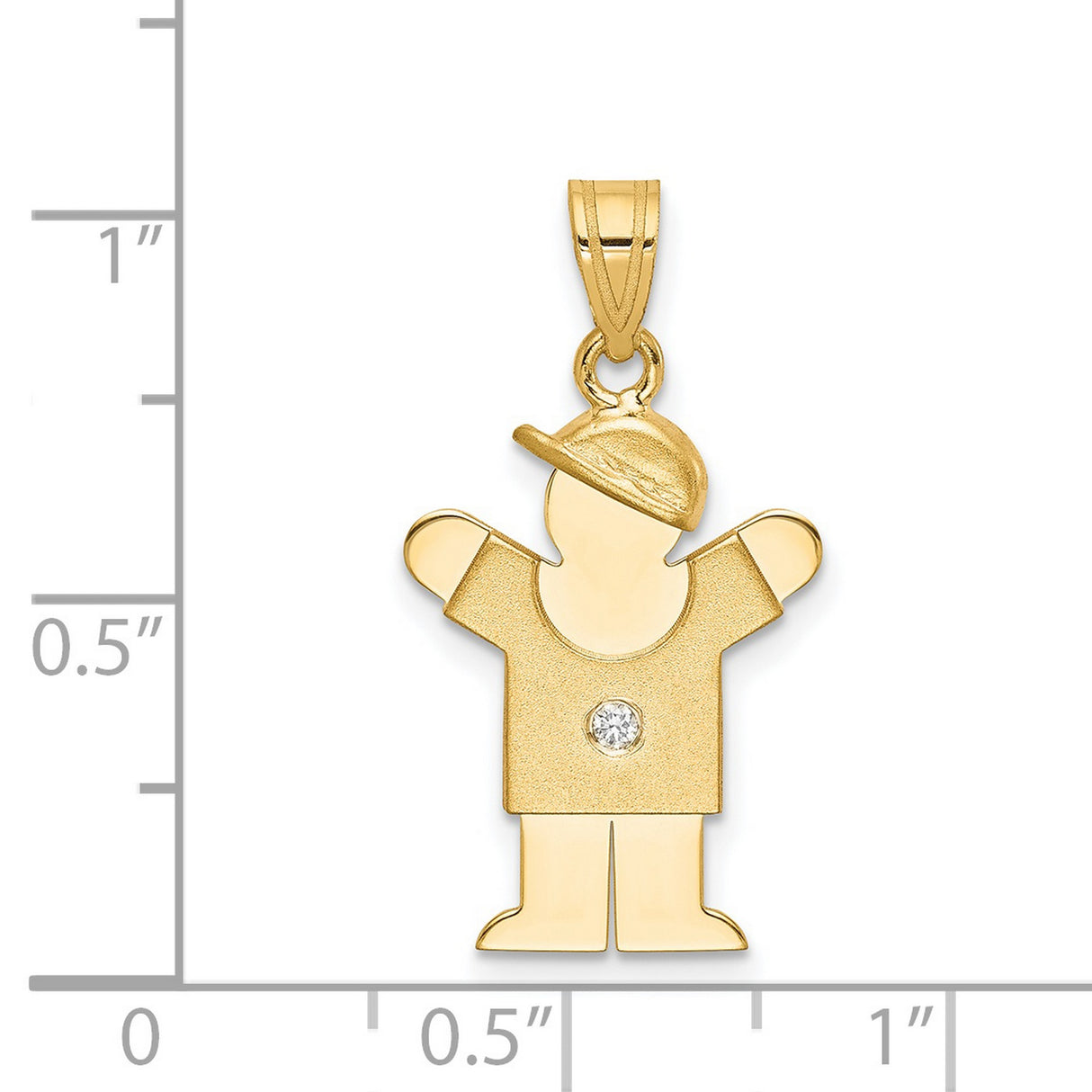 AA Diamond Kid Charm Pendant in Real 14k Yellow Gold