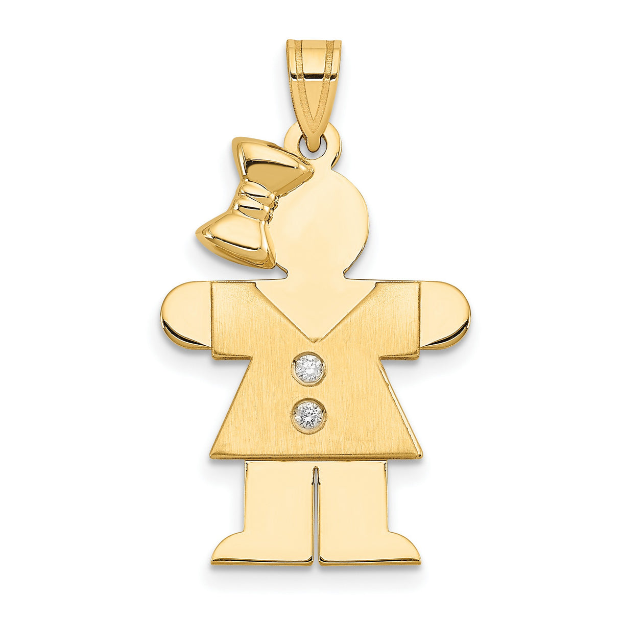 AA Diamond Kid Charm Pendant in Real 14k Yellow Gold